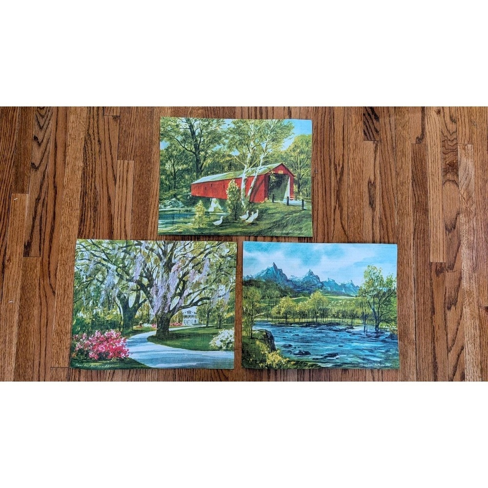 Hans Axel‎ Walleen Watercolor Prints On Canvas Set Of 3